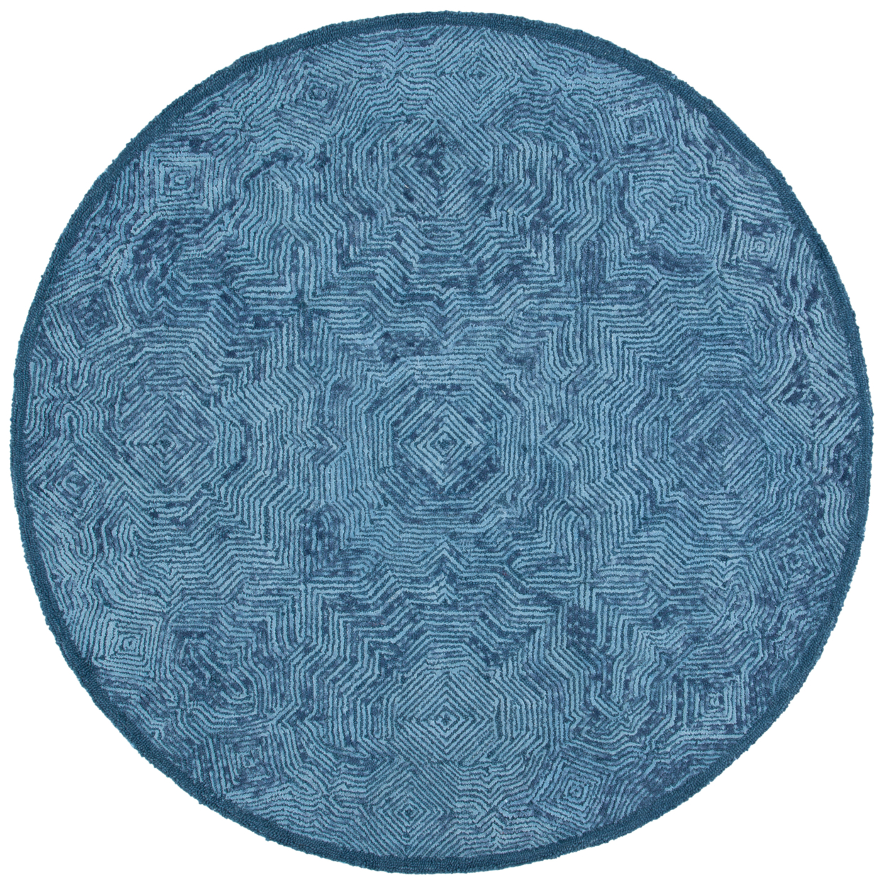 SAFAVIEH Ikat Collection IKT506N Handmade Dark Blue Rug - 6' Round