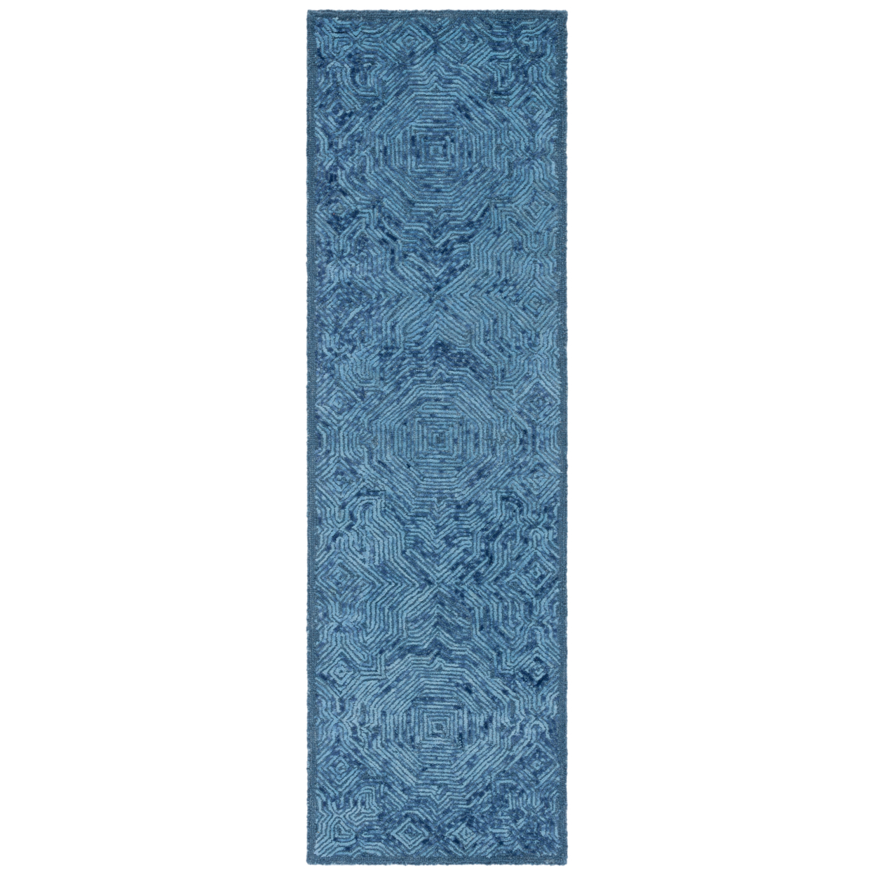 SAFAVIEH Ikat Collection IKT506N Handmade Dark Blue Rug - 2' 3 X 8'
