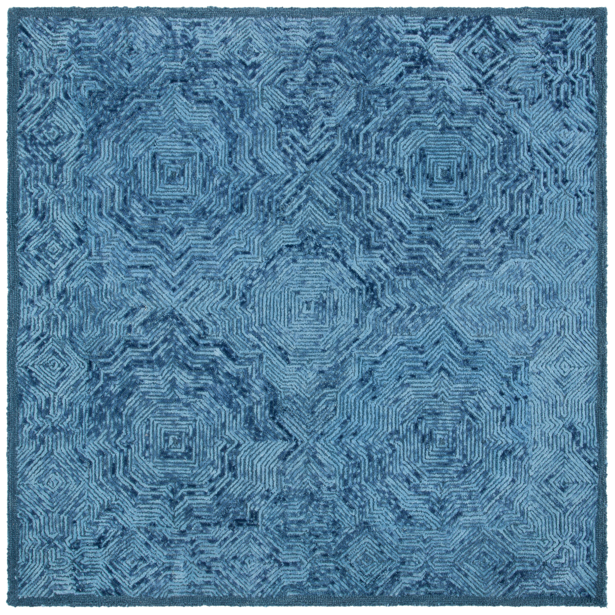 SAFAVIEH Ikat Collection IKT506N Handmade Dark Blue Rug - 6' Square