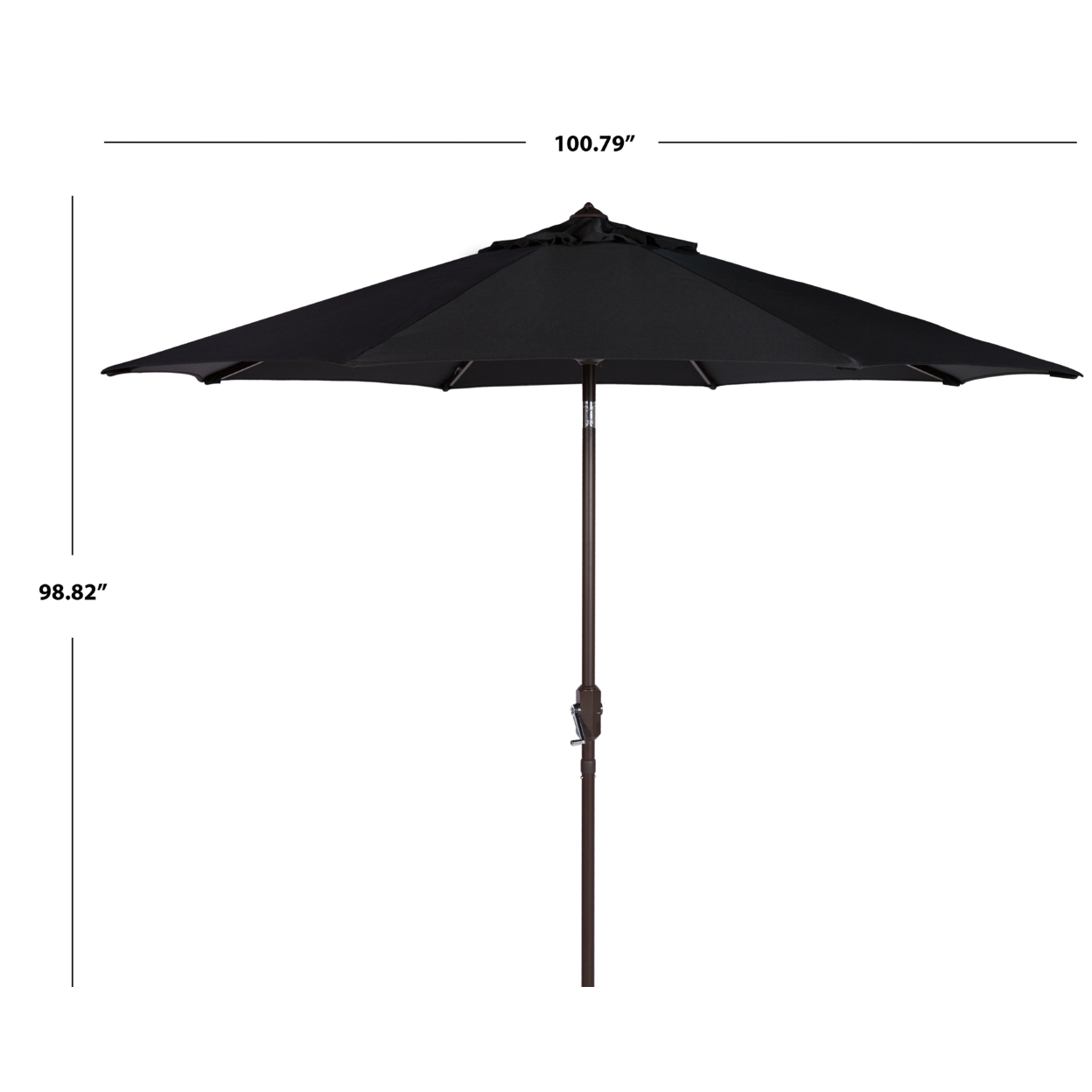 SAFAVIEH Outdoor Collection Ortega 9-Foot Tilt Crank Umbrella Black