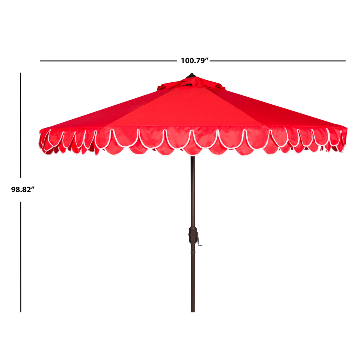 SAFAVIEH Outdoor Collection Elegant Valance 9-Foot Tilt Umbrella Red / White
