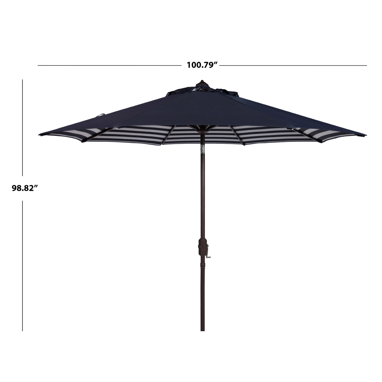 SAFAVIEH Outdoor Collection Athens Inside Out Striped 9-Foot Umbrella Navy/White