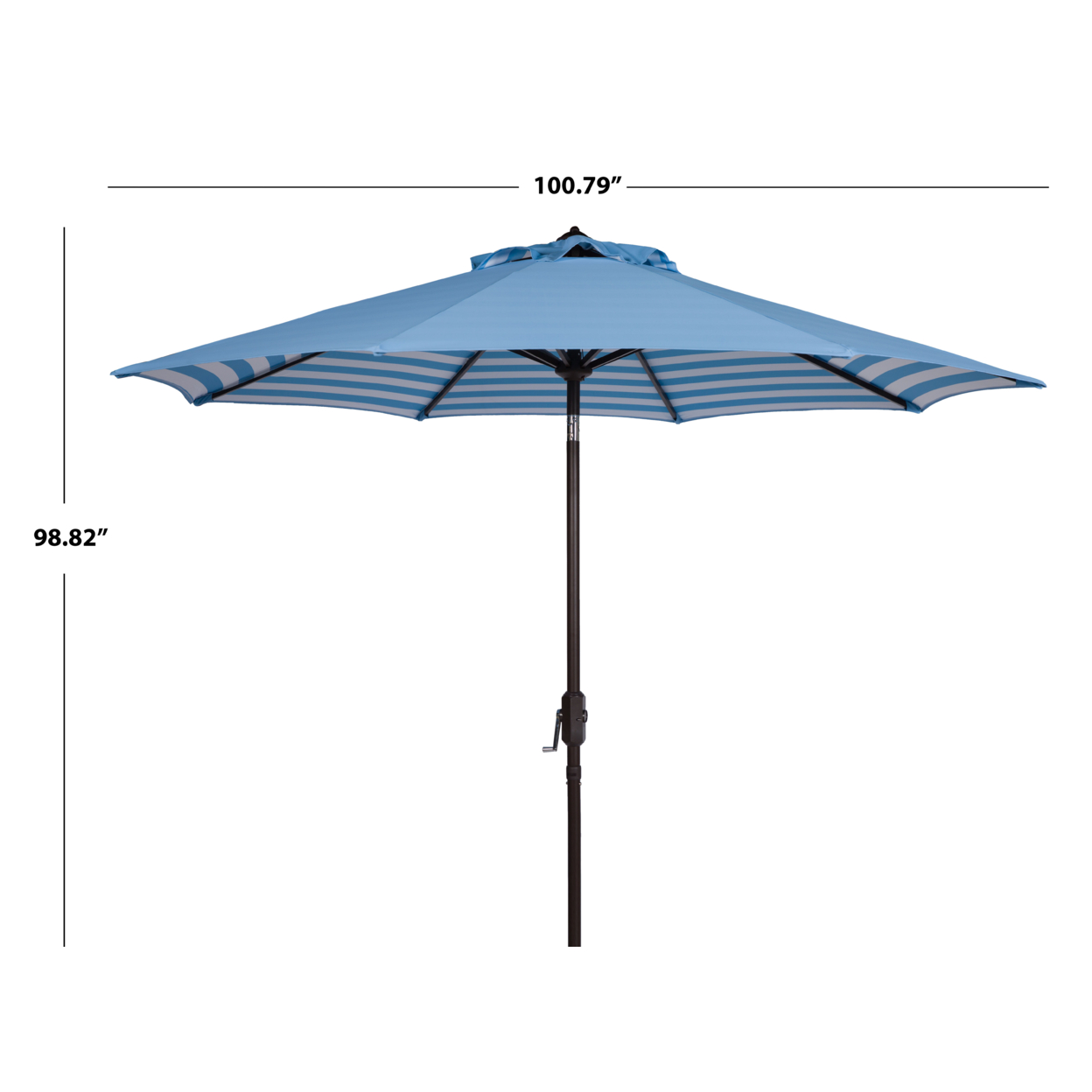 SAFAVIEH Outdoor Collection Athens Inside Out Striped 9-Foot Umbrella Baby Blue / White