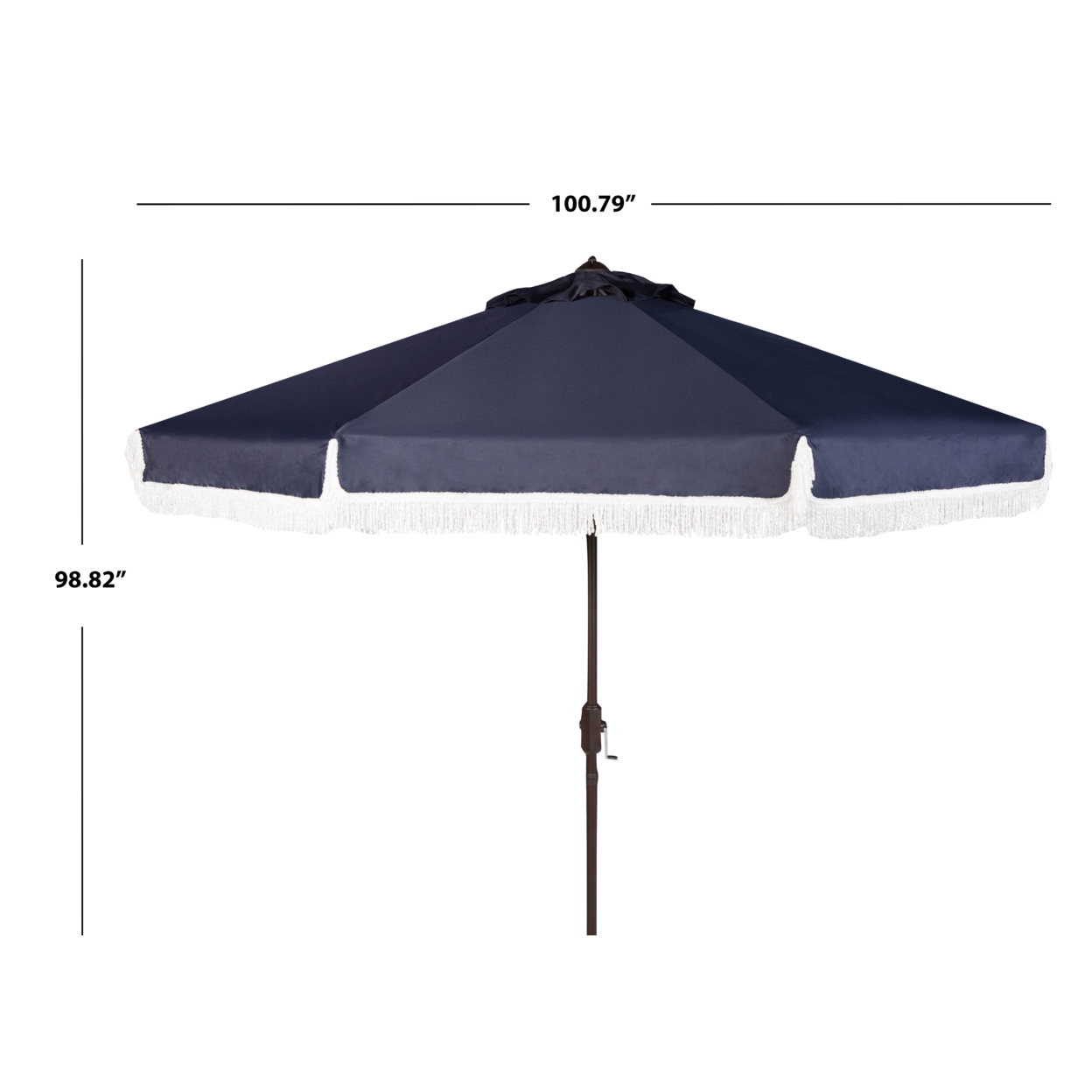 SAFAVIEH Outdoor Collection Milan Fringe 9-Foot Tilt Umbrella Navy/White