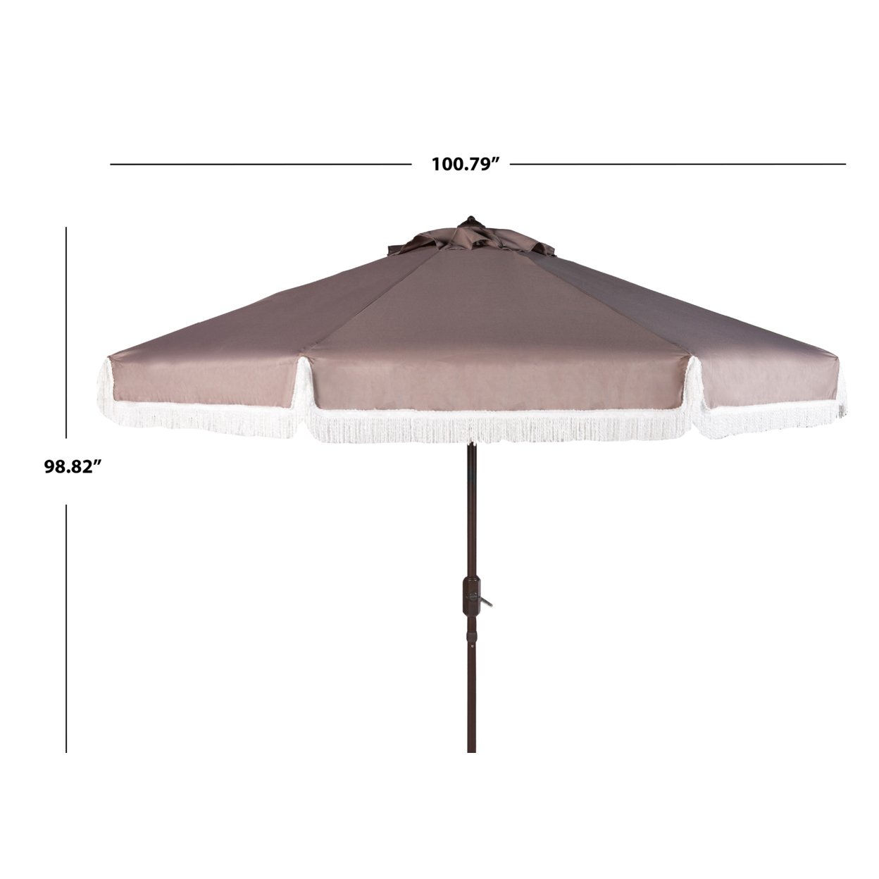SAFAVIEH Outdoor Collection Milan Fringe 9-Foot Tilt Umbrella Grey/White