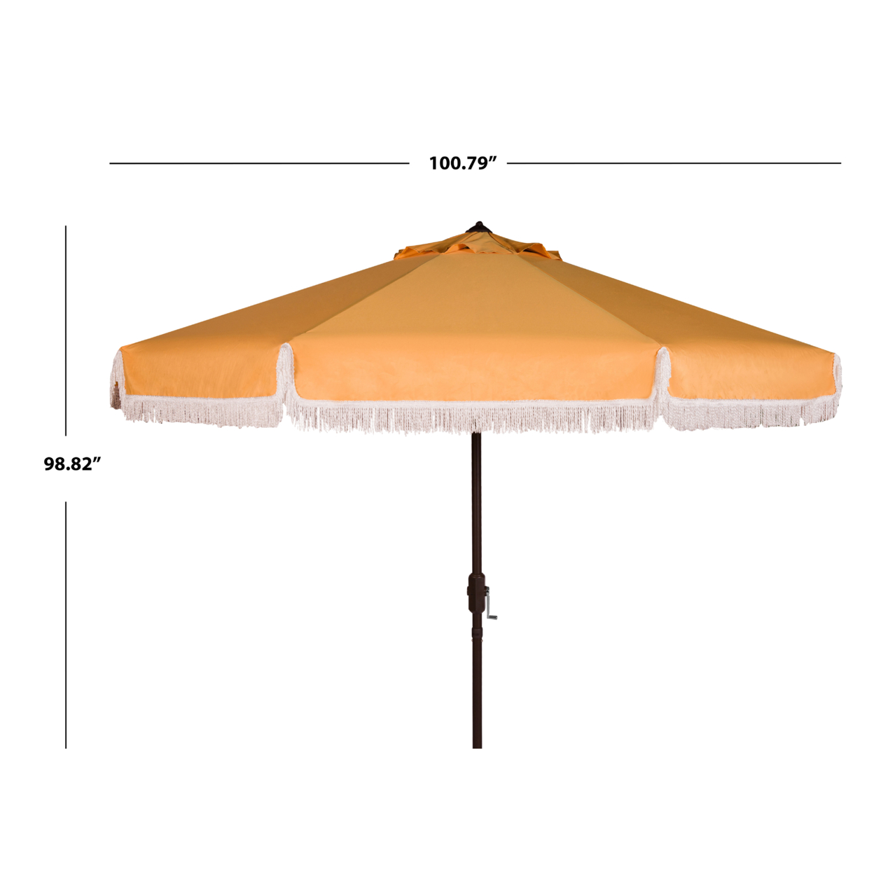 SAFAVIEH Outdoor Collection Milan Fringe 9-Foot Tilt Umbrella Yellow/White Trim