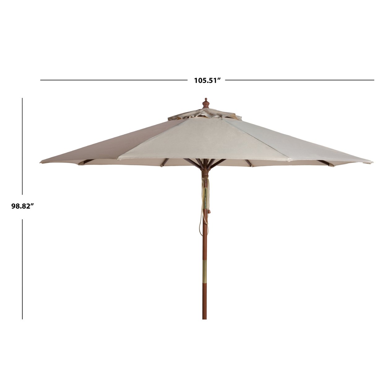 SAFAVIEH Outdoor Collection Cannes 9-Foot Wooden Outdoor Umbrella Beige