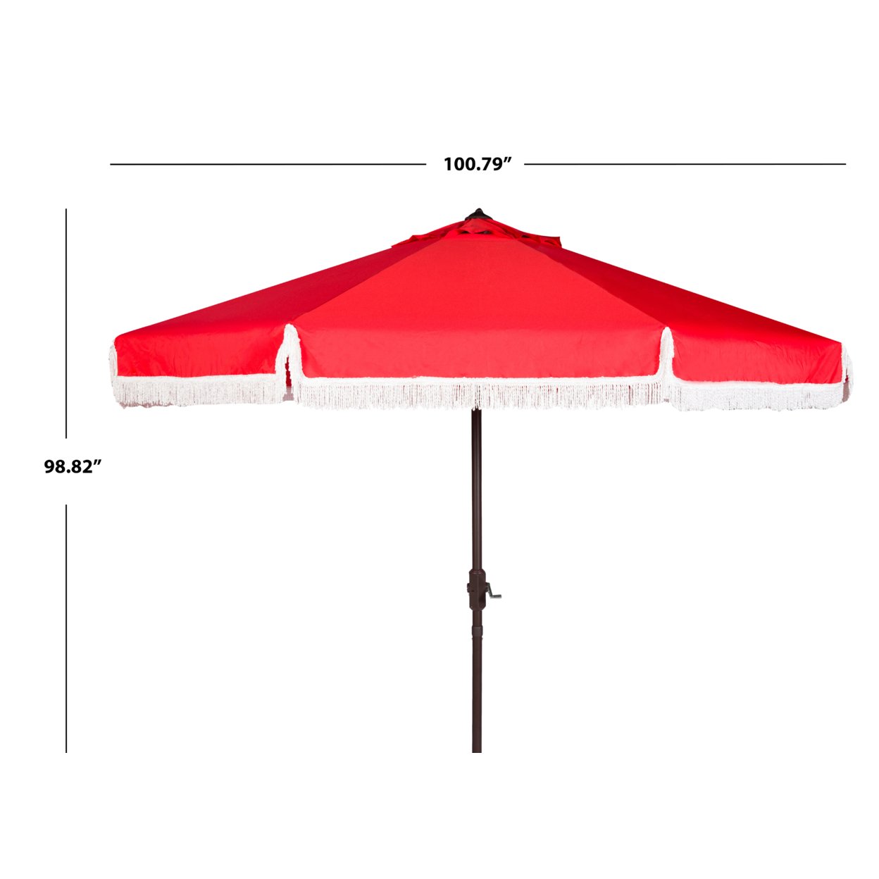 SAFAVIEH Outdoor Collection Milan Fringe 9-Foot Tilt Umbrella Red/White