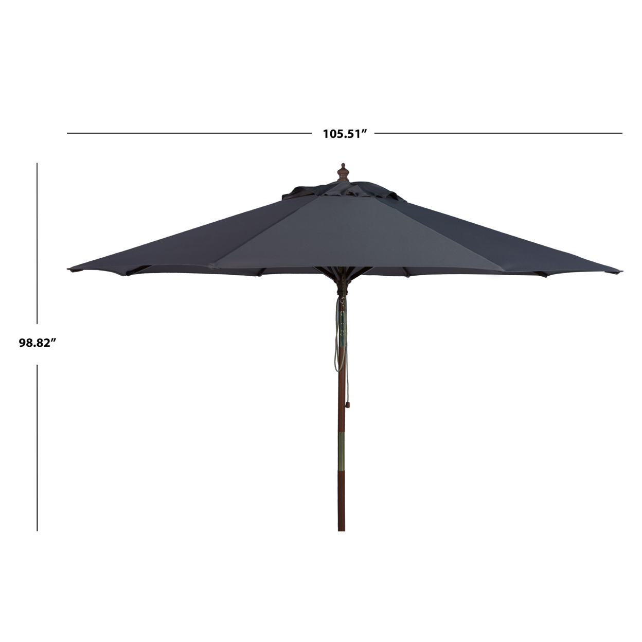 SAFAVIEH Outdoor Collection Cannes 9-Foot Wooden Outdoor Umbrella Grey