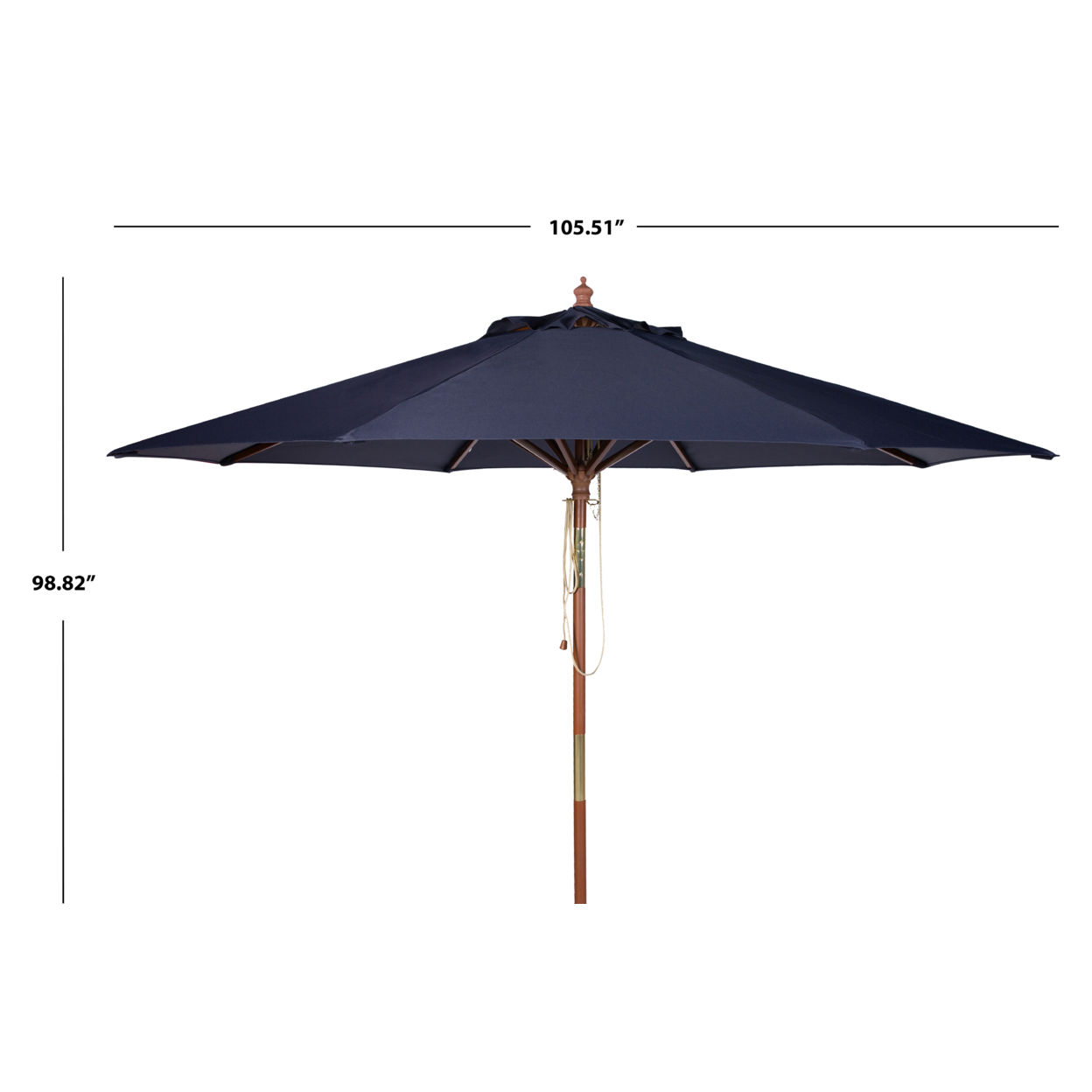 SAFAVIEH Outdoor Collection Cannes 9-Foot Wooden Outdoor Umbrella Navy