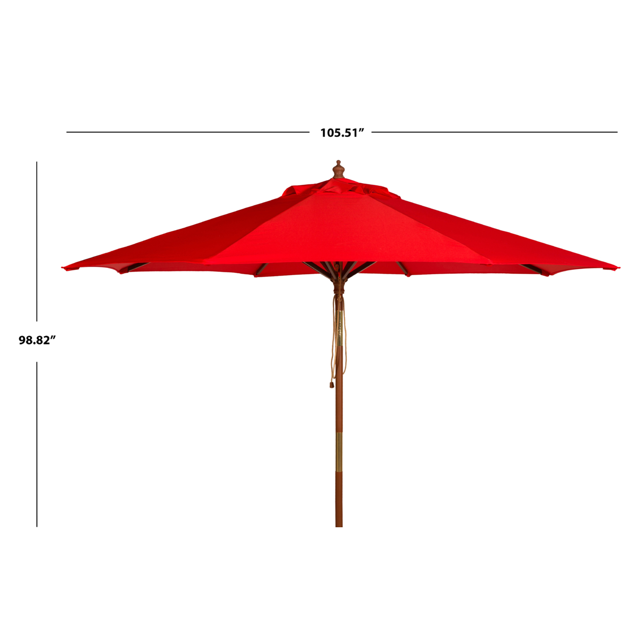 SAFAVIEH Outdoor Collection Cannes 9-Foot Wooden Outdoor Umbrella Red