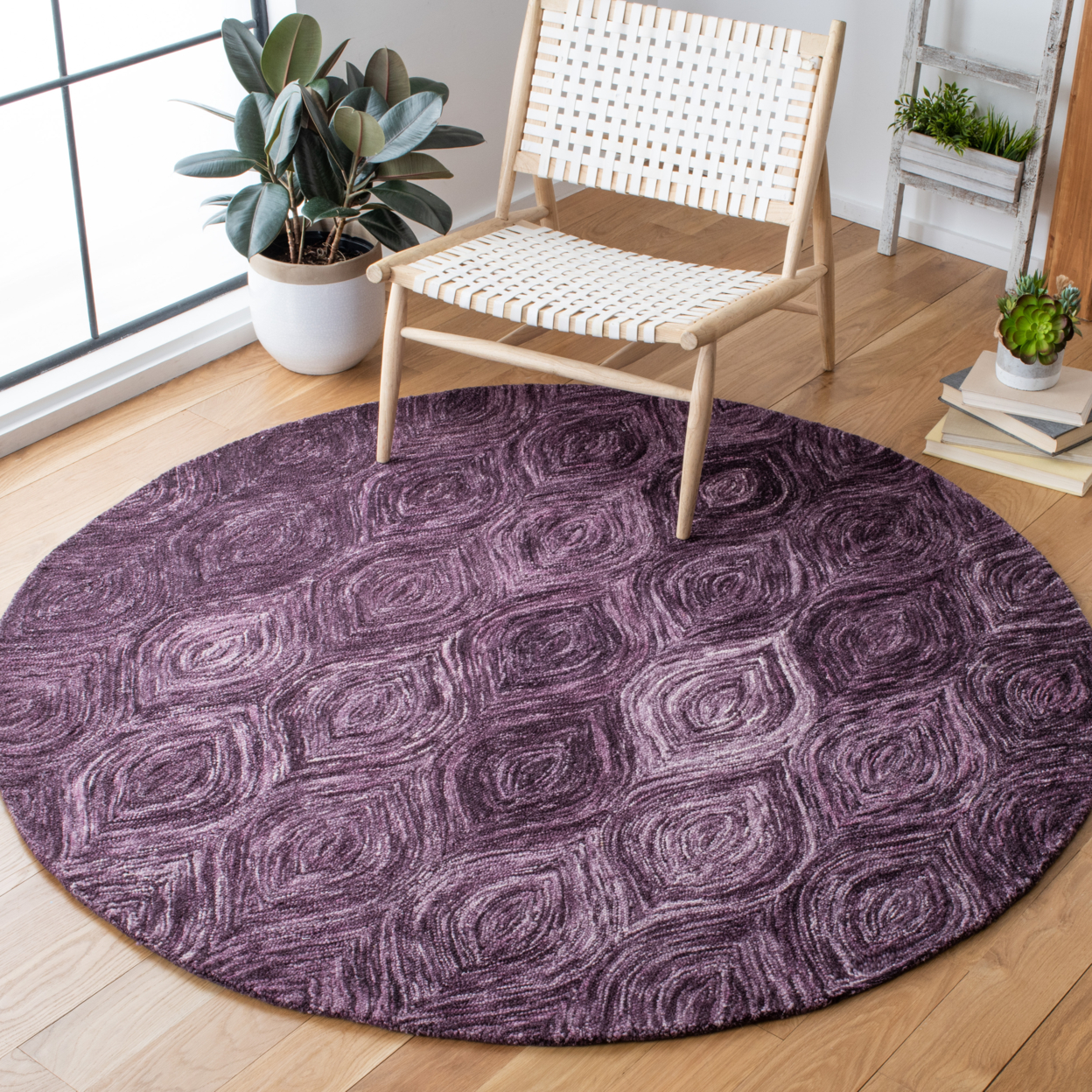 SAFAVIEH Ikat Collection IKT631P Handmade Purple Rug - 6' Square