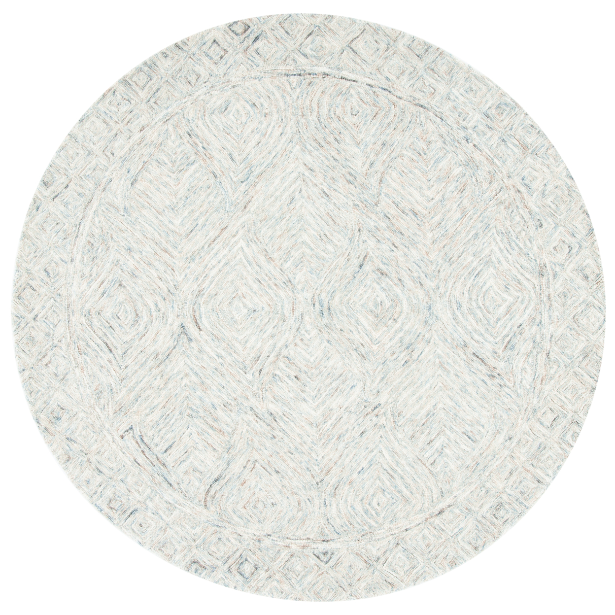 SAFAVIEH Ikat Collection IKT703B Handmade Beige/Grey Rug - 6' Round