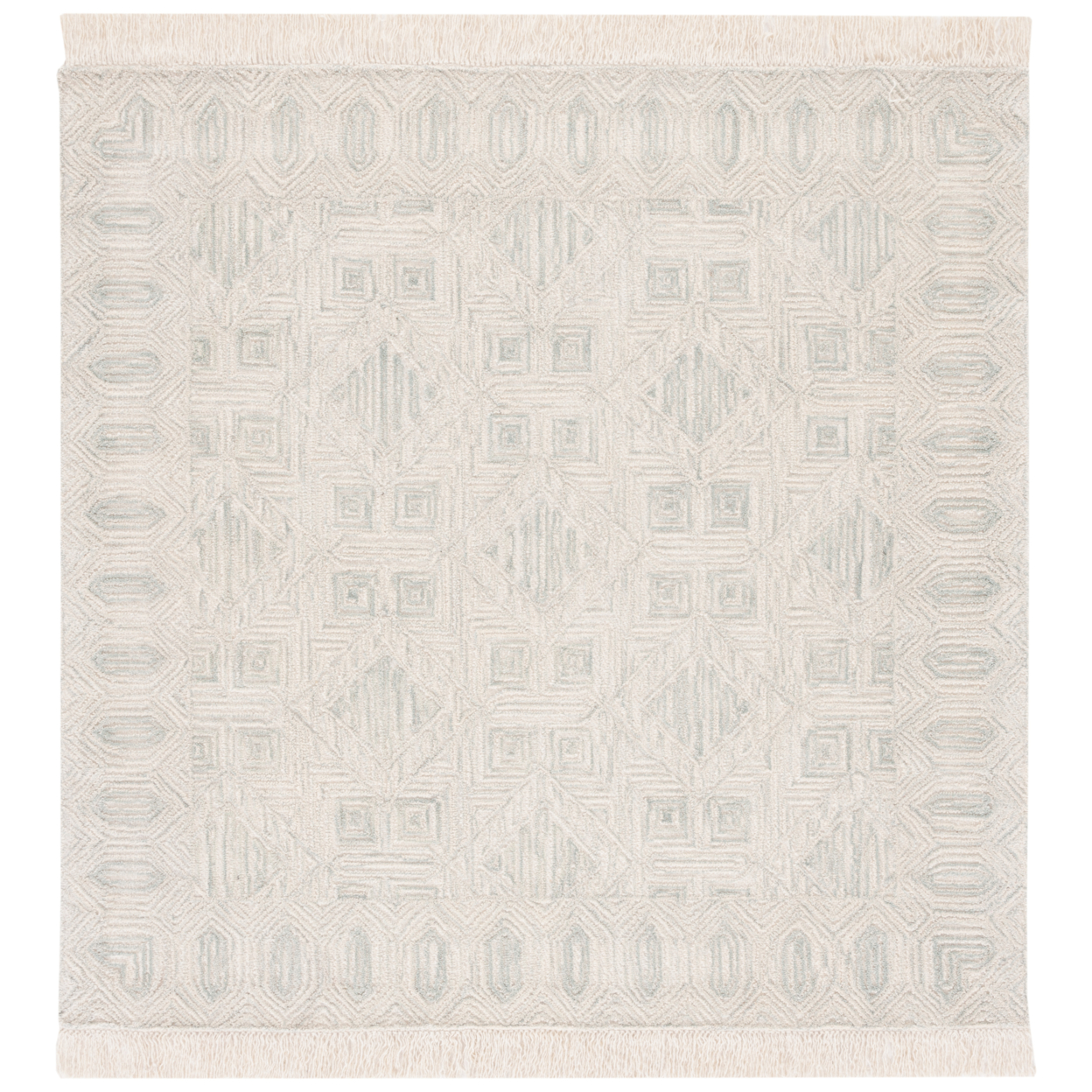 SAFAVIEH Ikat Collection IKT804B Handmade Ivory/Grey Rug - 6' Square