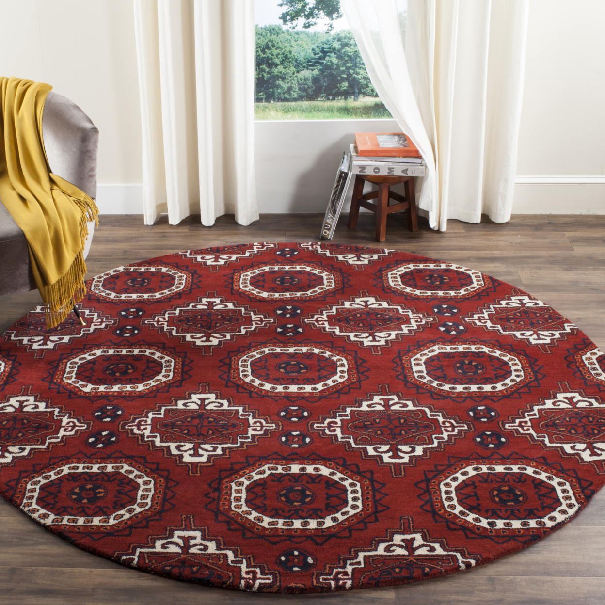 SAFAVIEH Wyndham Collection WYD201A Handmade Red Rug - 7' Square