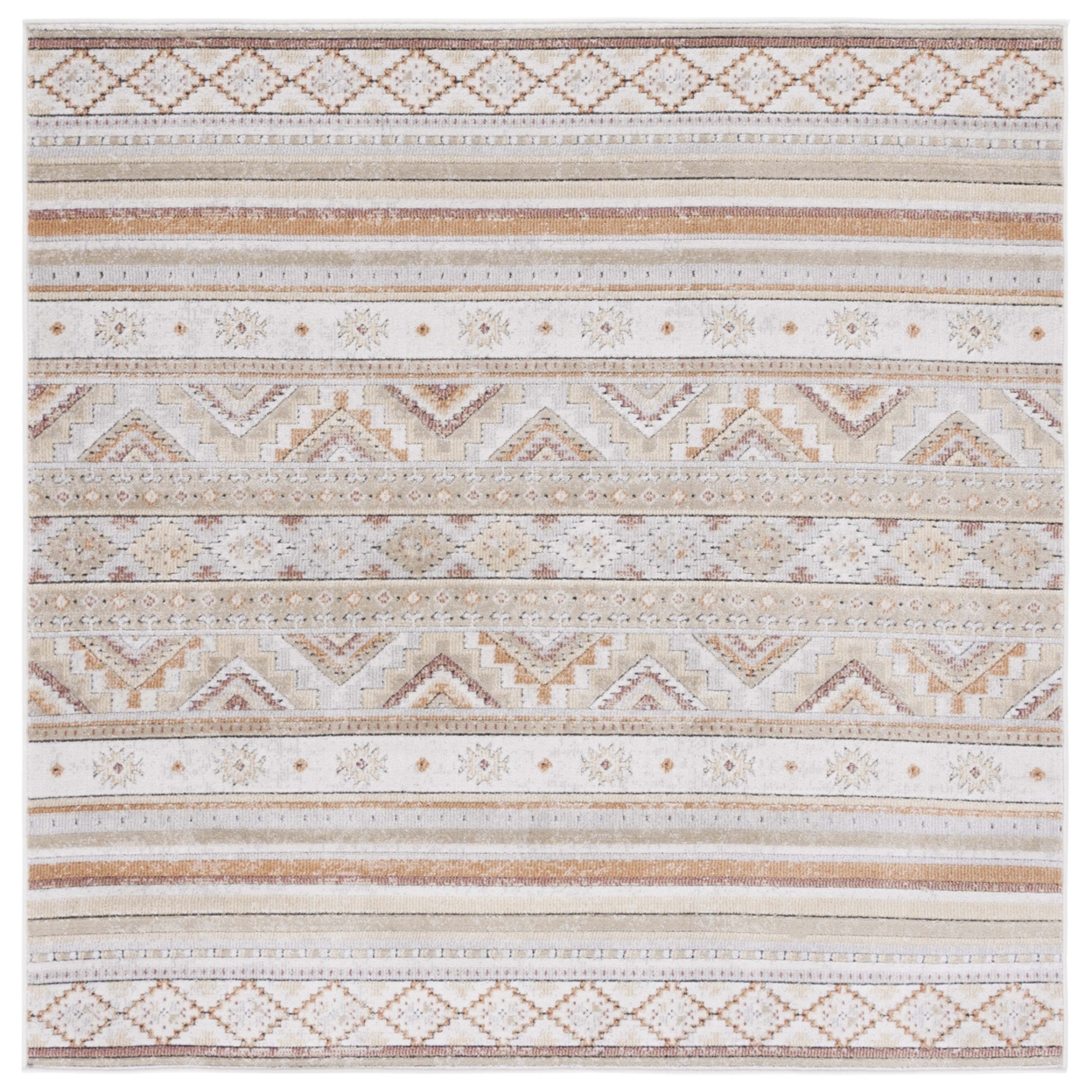 SAFAVIEH Cabana Collection CBN551D Ivory / Beige Gold Rug - 6' 7 Square