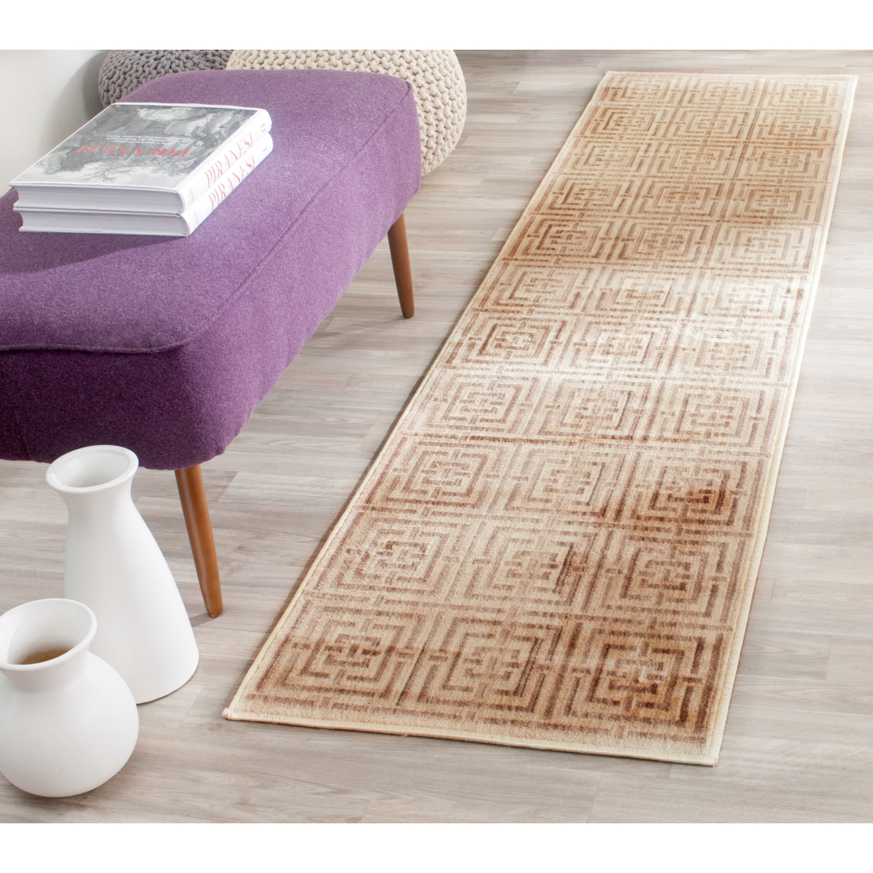 SAFAVIEH Infinity Collection INF586M Yellow / Taupe Rug - 4' X 6'