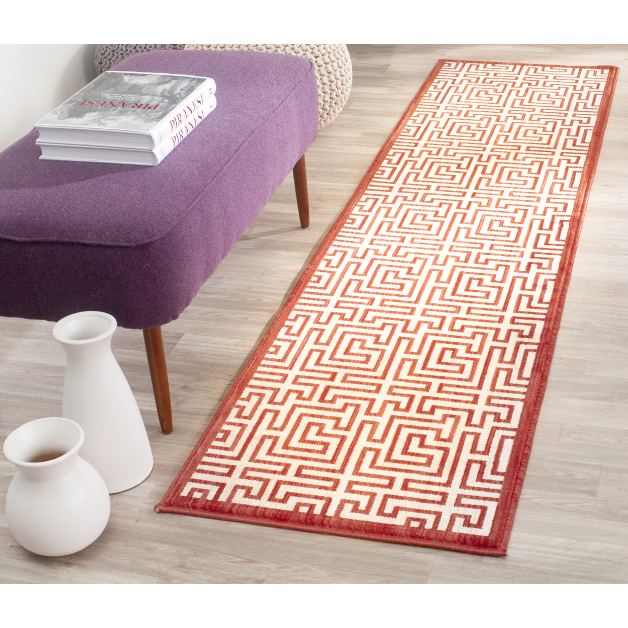 SAFAVIEH Infinity Collection INF587P Yellow / Red Rug - 5' 1 X 7' 6