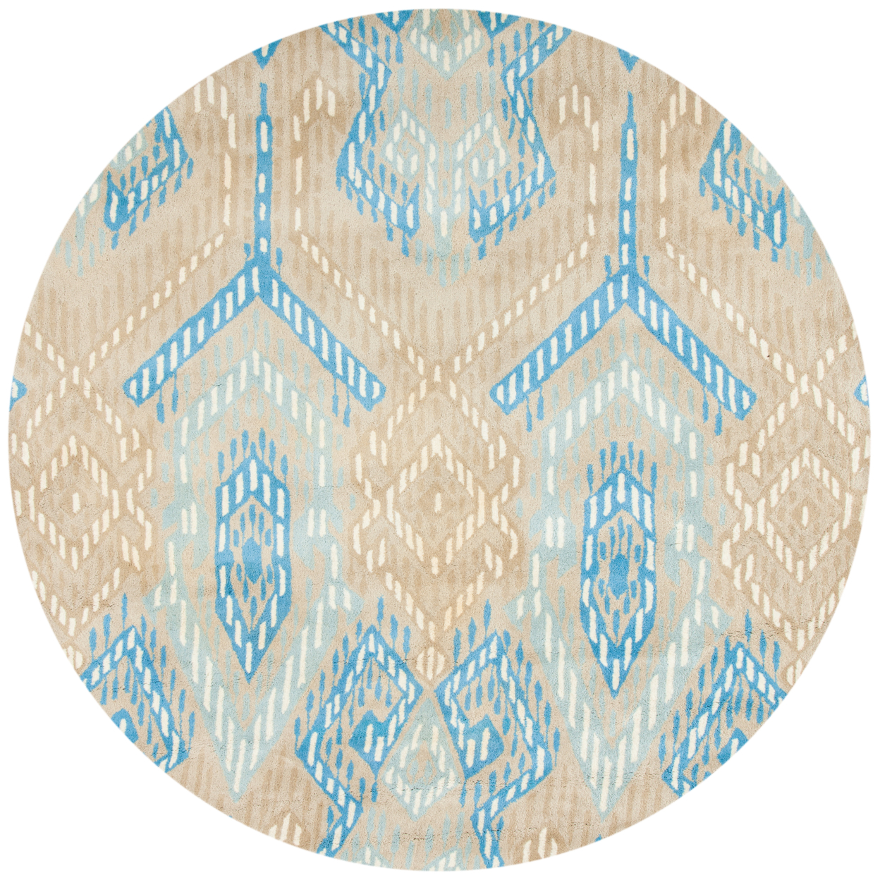 SAFAVIEH Wyndham WYD373B Handmade Beige / Blue Rug - 7' Round