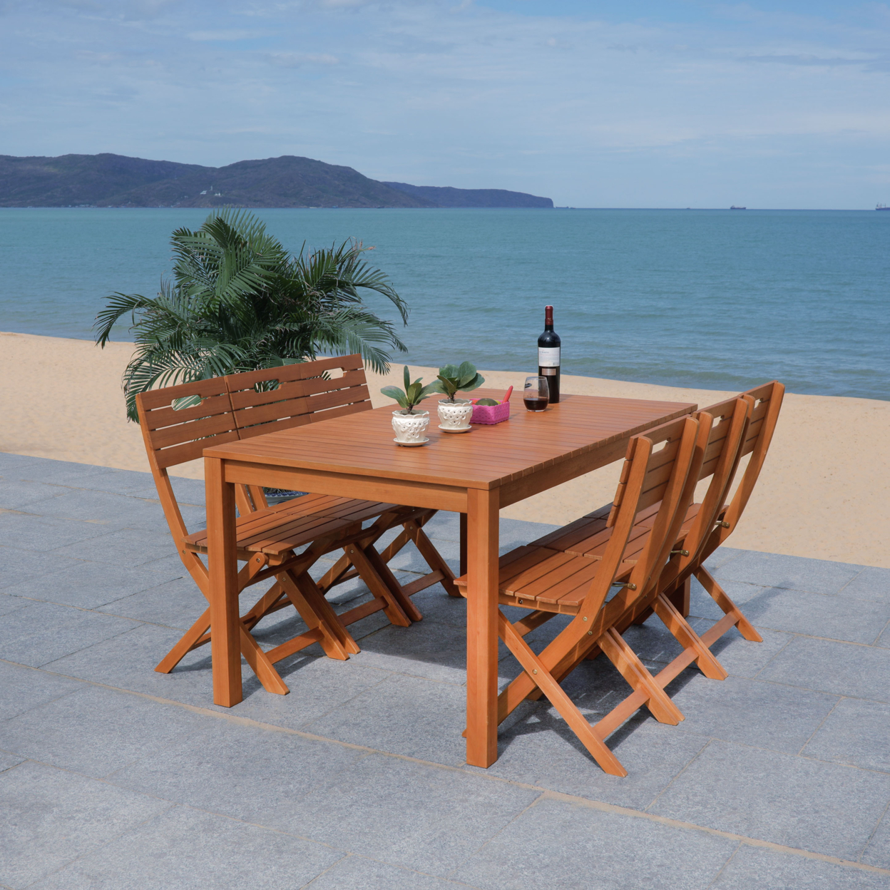 SAFAVIEH Outdoor Collection Dores Dining Table Natural