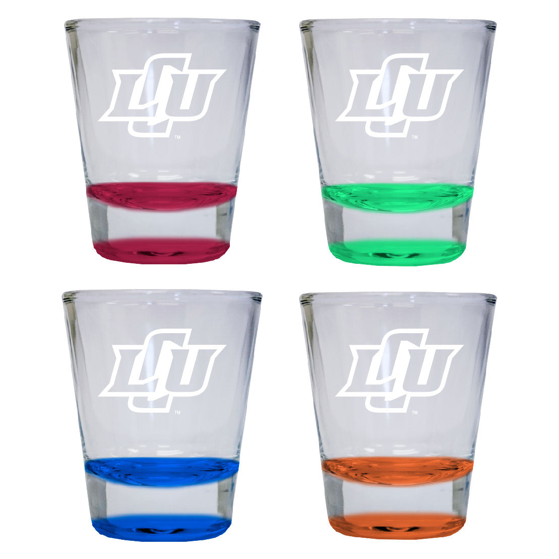 4-Pack Lubbock Christian University Chaparral Etched Round Shot Glass 2 Oz
