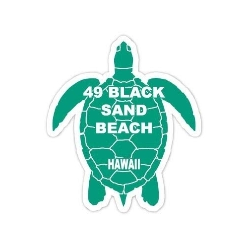 9 Black Sand Beach Hawaii Souvenir 4 Inch Green Turtle Shape Decal Sticker