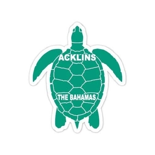 Acklins The Bahamas 4 Inch Green Turtle Shape Decal Sticker