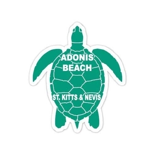 Adonis Beach St. Kitts And Nevis 4 Inch Green Turtle Shape Decal Sticker