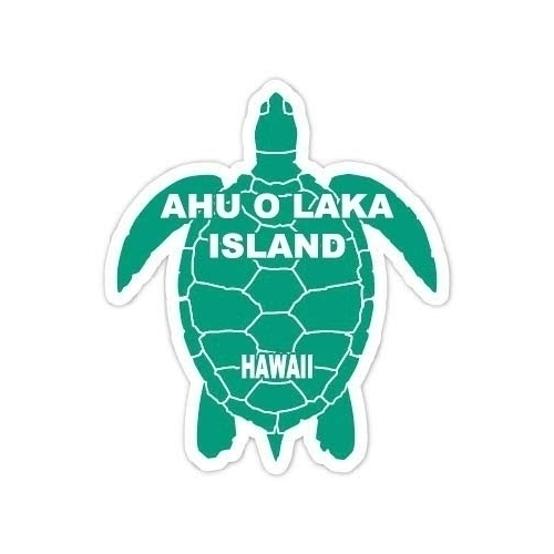 AHU O Laka Island Hawaii Souvenir 4 Inch Green Turtle Shape Decal Sticker