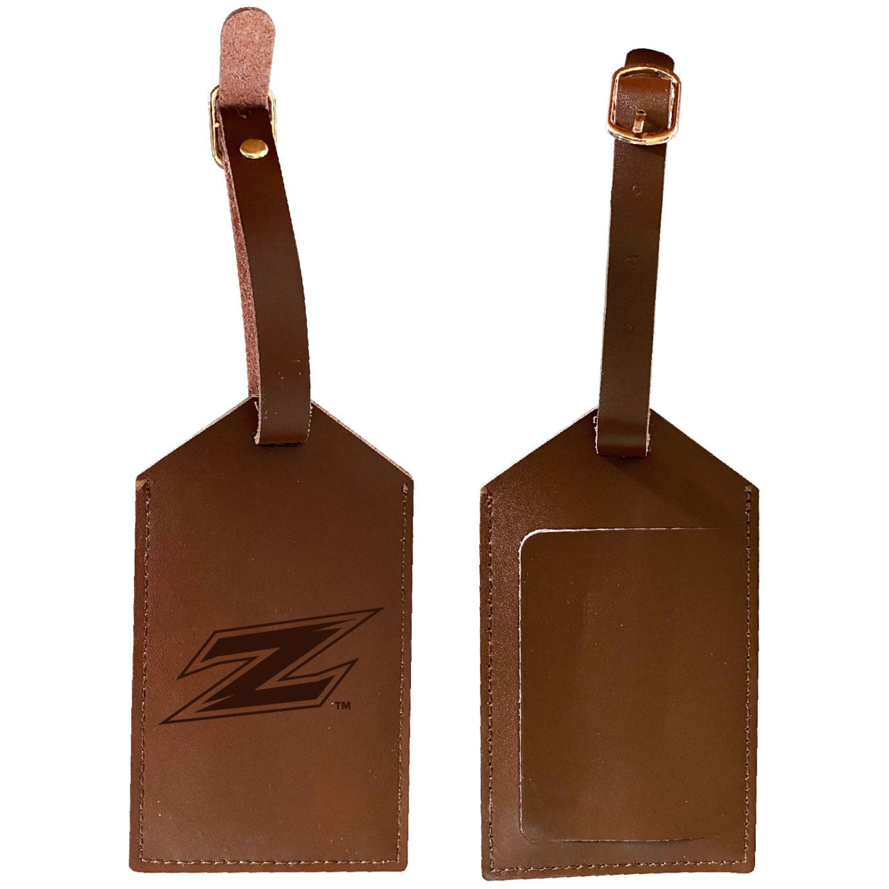 Akron Zips Leather Luggage Tag Engraved