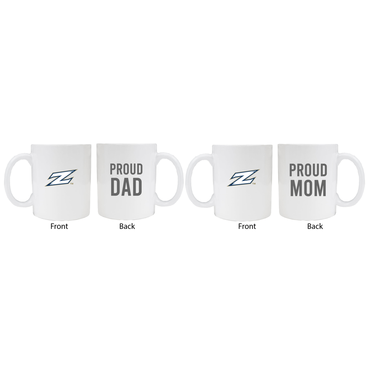 Akron Zips Proud Mom And Dad White Ceramic Coffee Mug 2 Pack (White).