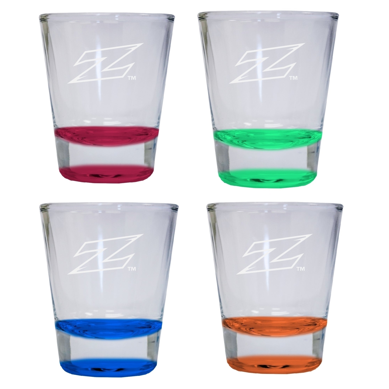 4-Pack Akron Zips Etched Round Shot Glass 2 Oz