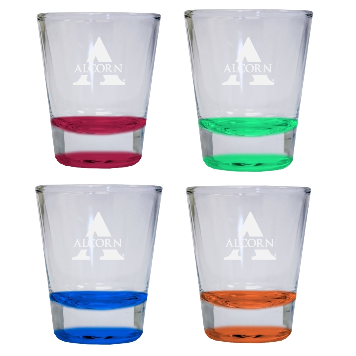 4-Pack Alcorn State Braves Etched Round Shot Glass 2 Oz