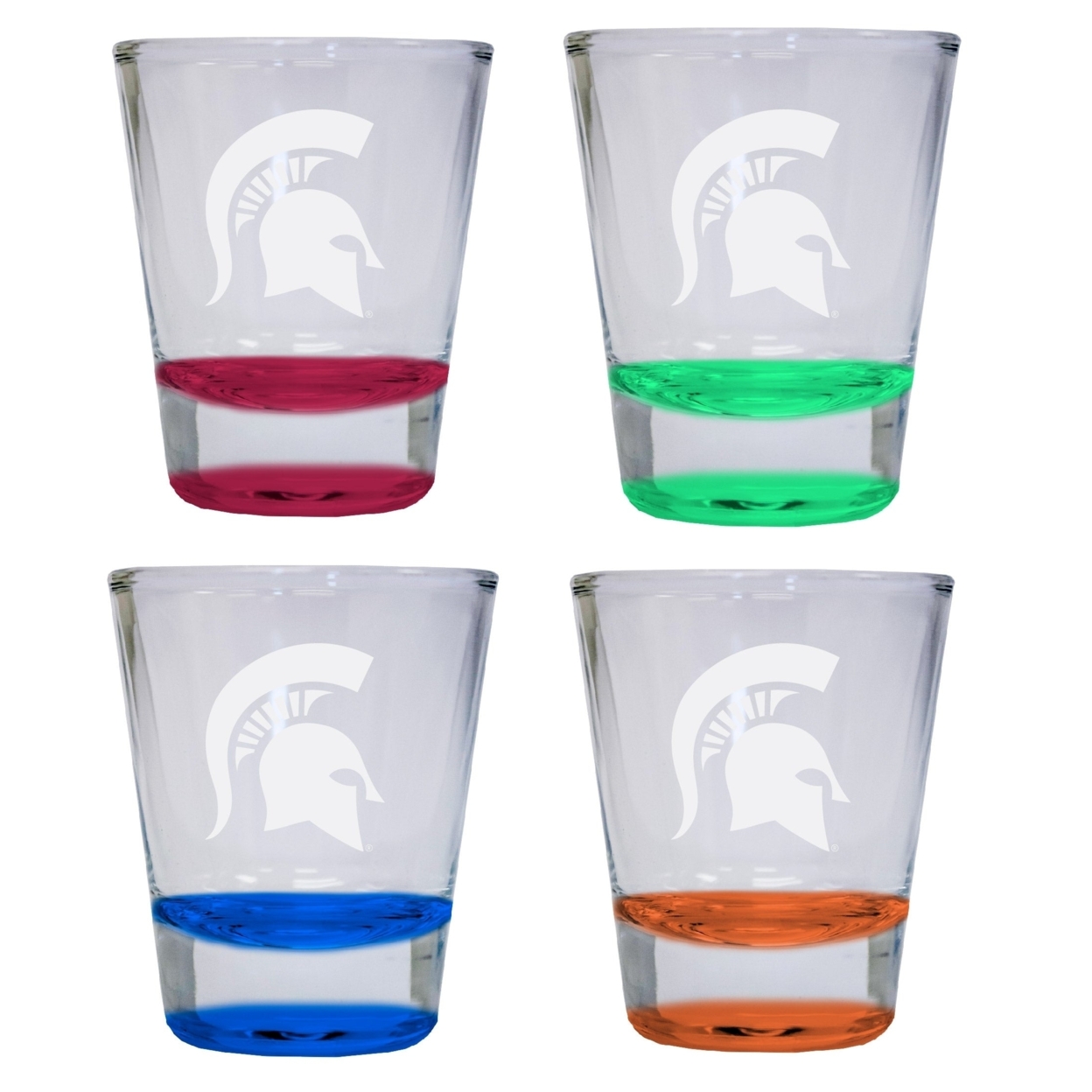 4-Pack Michigan State Spartans Etched Round Shot Glass 2 Oz
