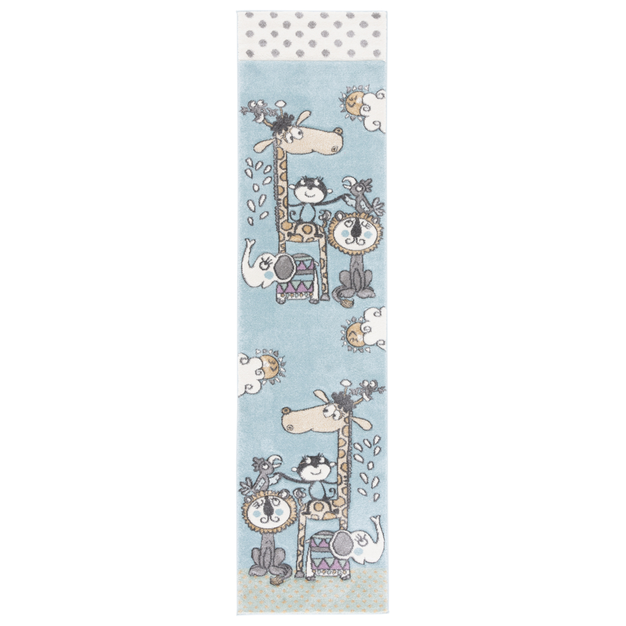 SAFAVIEH Carousel Kids Collection CRK185A Ivory/Blue Rug - 2' 3 X 10'
