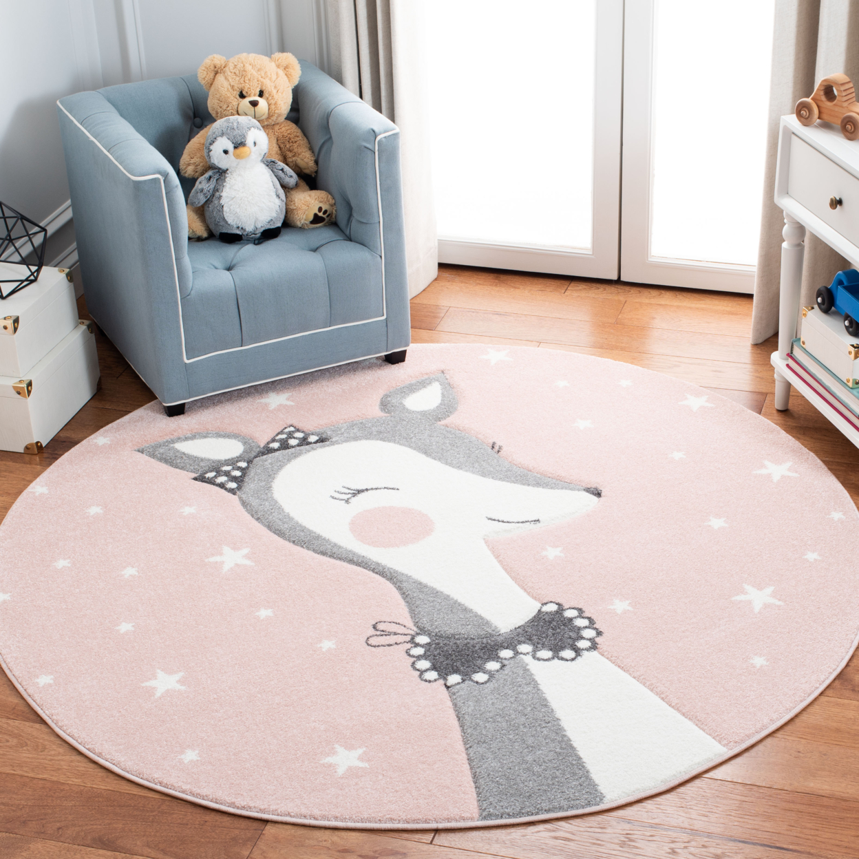 SAFAVIEH Carousel Kids Collection CRK191P Pink/Ivory Rug - 4' Square