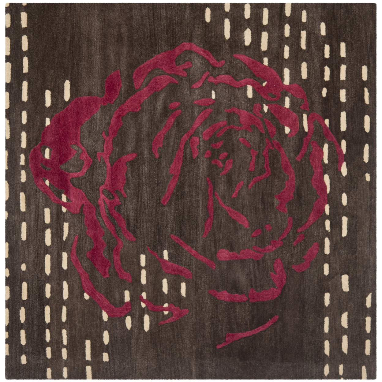 SAFAVIEH Wyndham WYD618A Handmade Charcoal / Red Rug - 7' Square