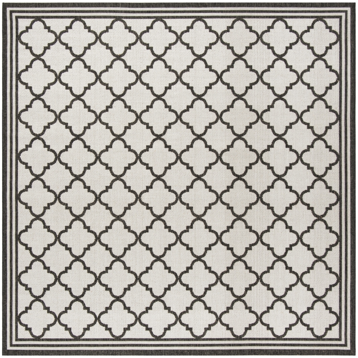 SAFAVIEH Outdoor BHS121A Beach House Lt Grey / Charcoal Rug - 6' 7 Square