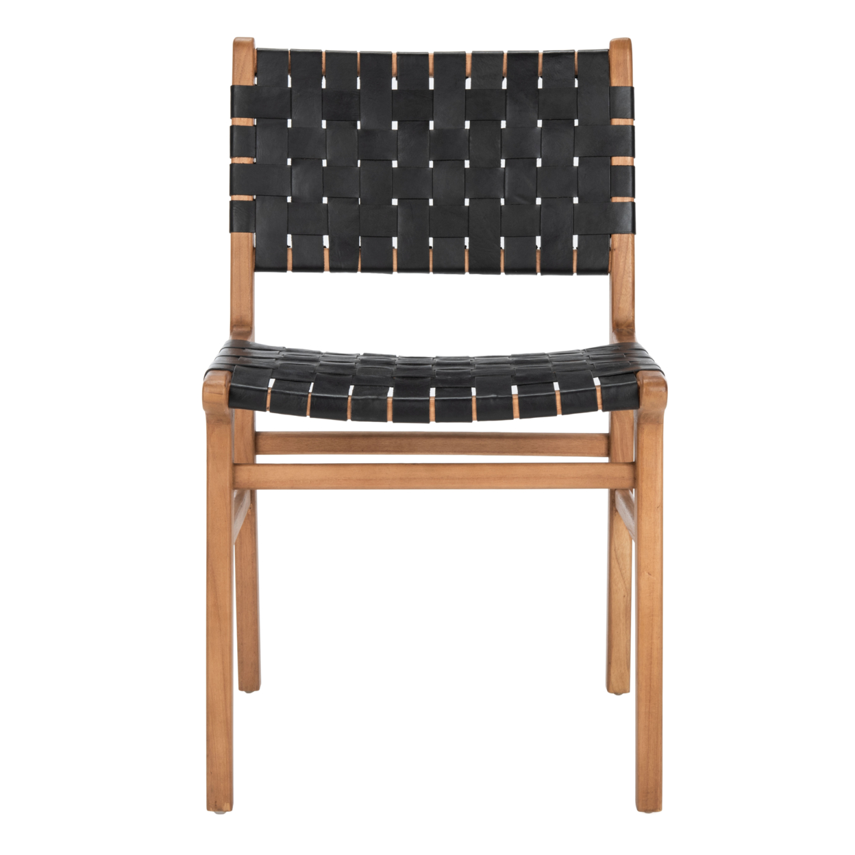 SAFAVIEH Taika Woven Leather Dining Chair Set Of 2 Black / Natural