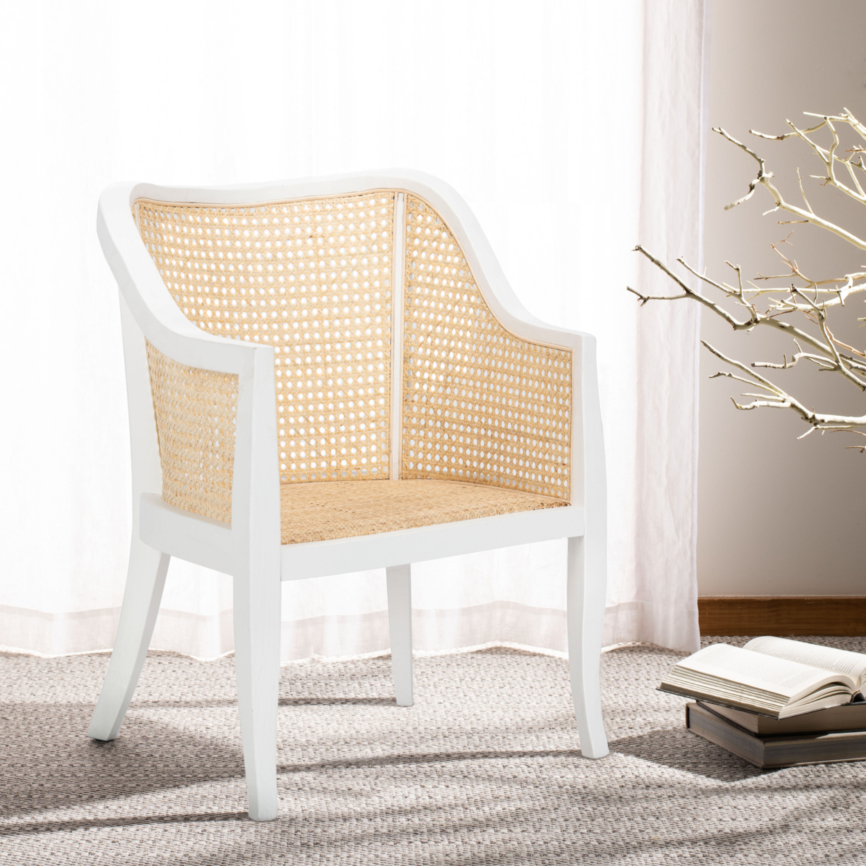 SAFAVIEH Maika Dining Chair White / Natural