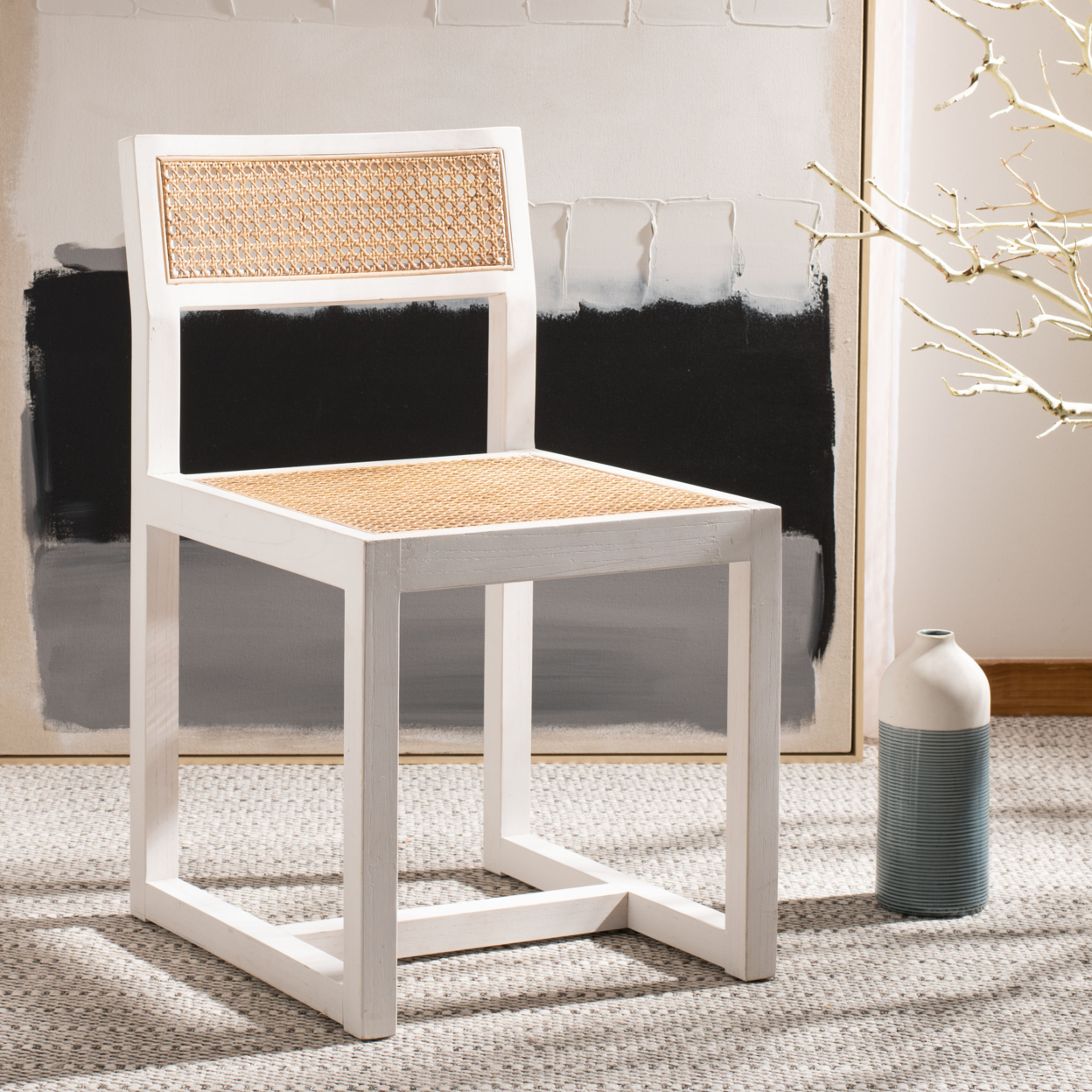SAFAVIEH Bernice Cane Dining Chair White / Natural