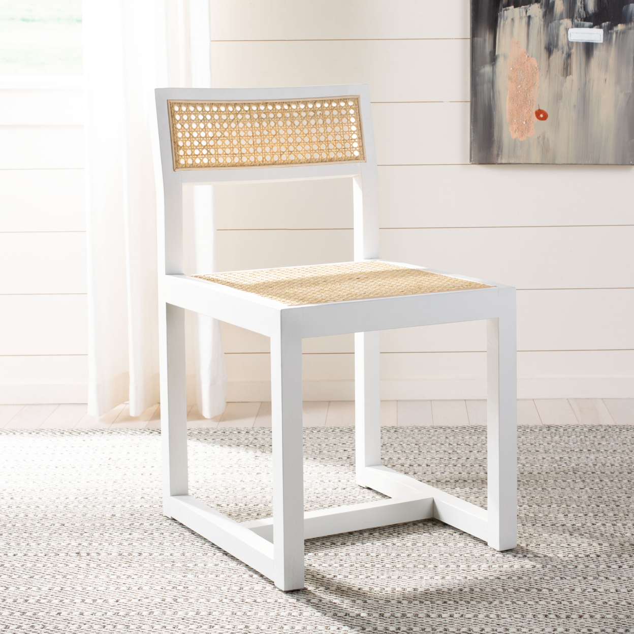 SAFAVIEH Bernice Cane Dining Chair White / Natural