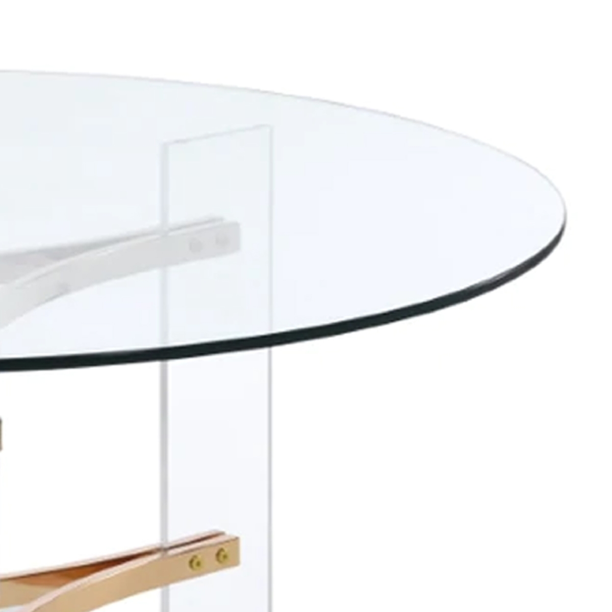 Hale 41 Inch Round Coffee Table, Glass Top, Acrylic Legs, Clear, Gold- Saltoro Sherpi