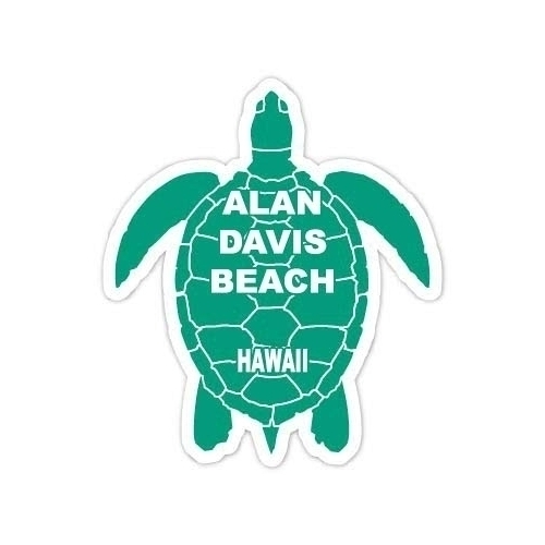 Alan Davis Beach Hawaii Souvenir 4 Inch Green Turtle Shape Decal Sticker