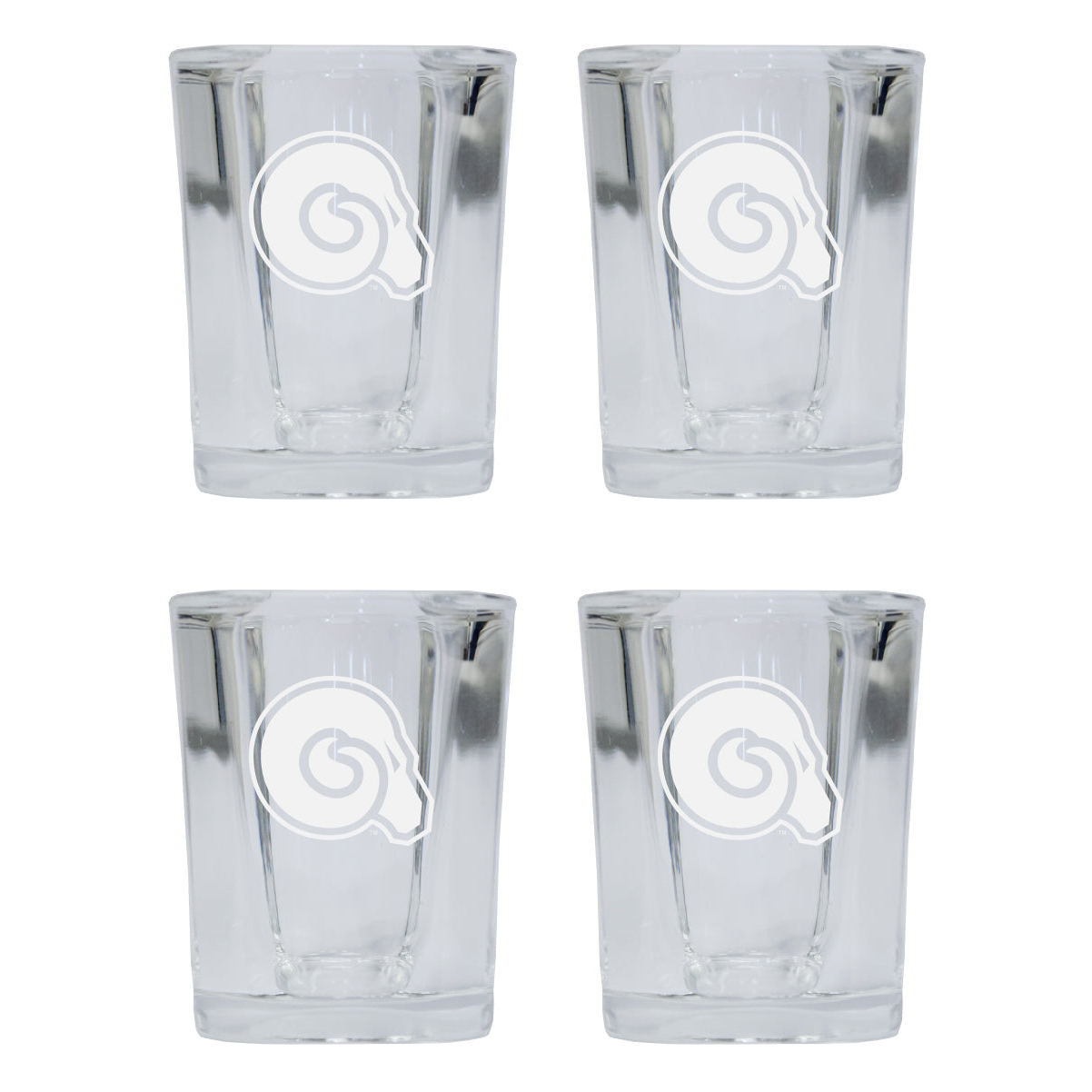 Albany State University 2 Ounce Square Shot Glass Laser Etched Logo Design 4-Pack