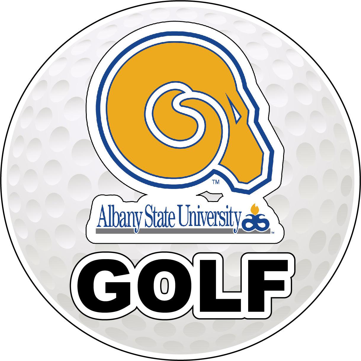 Albany State University 4-Inch Round Golf Ball Vinyl Decal Sticker