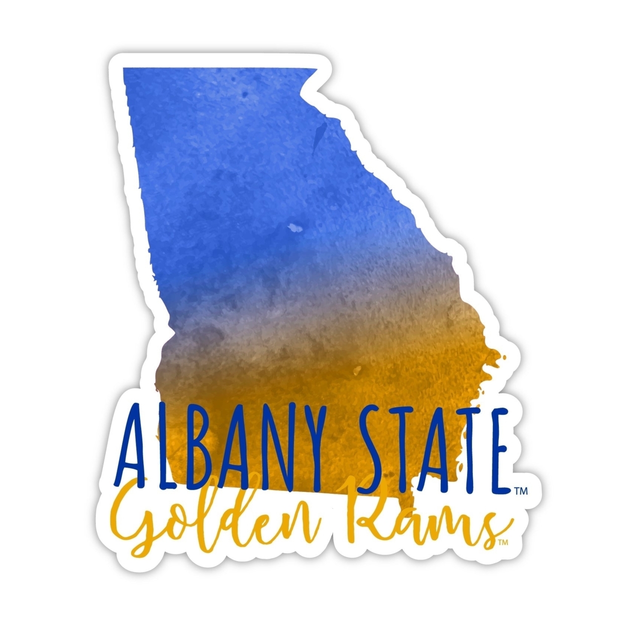 Albany State University Watercolor State Die Cut Decal 4-Inch
