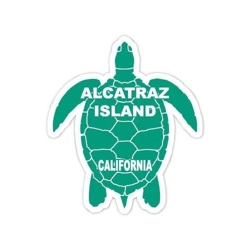 Alcatraz Island California Souvenir 4 Inch Green Turtle Shape Decal Sticker