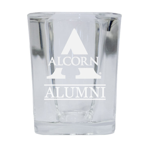 Alcorn State Braves Alumni Etched Square Shot Glass