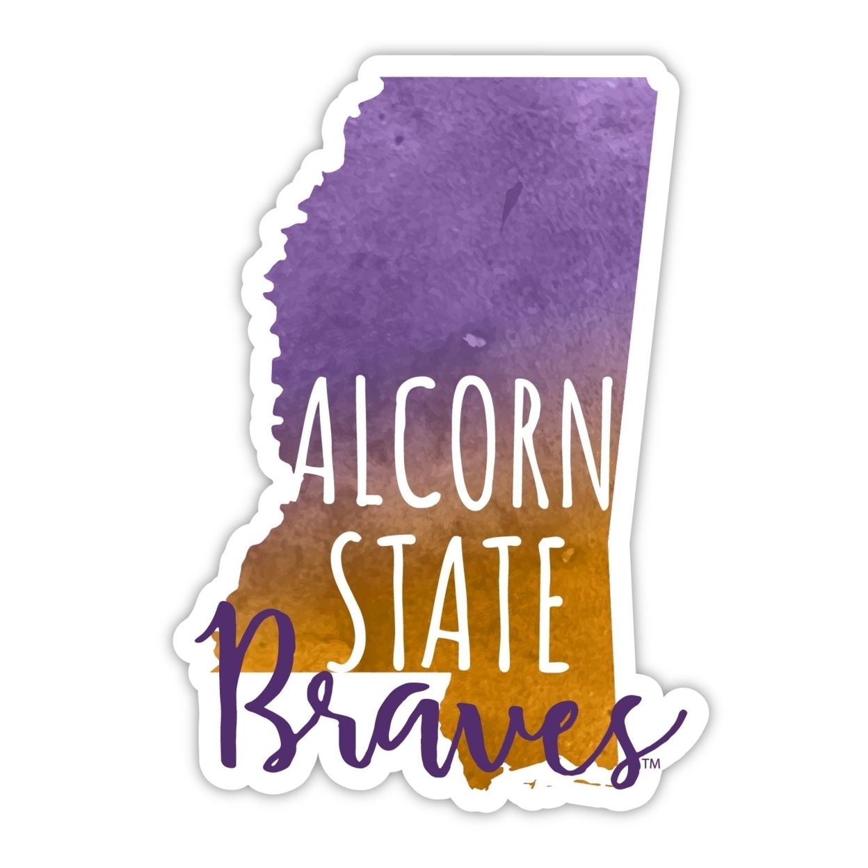 Alcorn State Braves Watercolor State Die Cut Decal 4-Inch